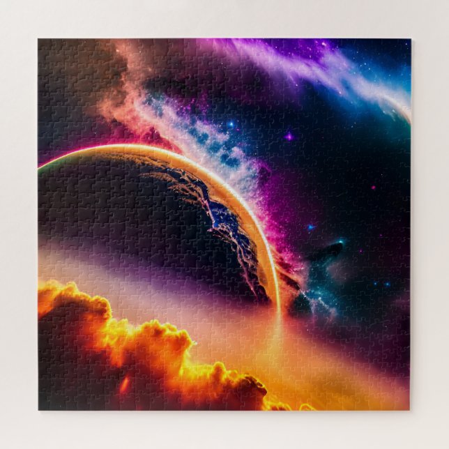 Cosmic Colourful Clouds and Stars in Universe Jigsaw Puzzle (Horizontal)