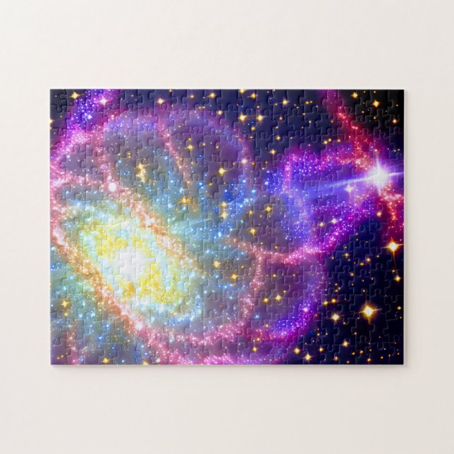 Cosmic Colourful Galaxy with Neon Starry Night Jigsaw Puzzle (Horizontal)