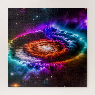 Cosmic Colourful Spiral Galaxy in Universe Jigsaw Puzzle