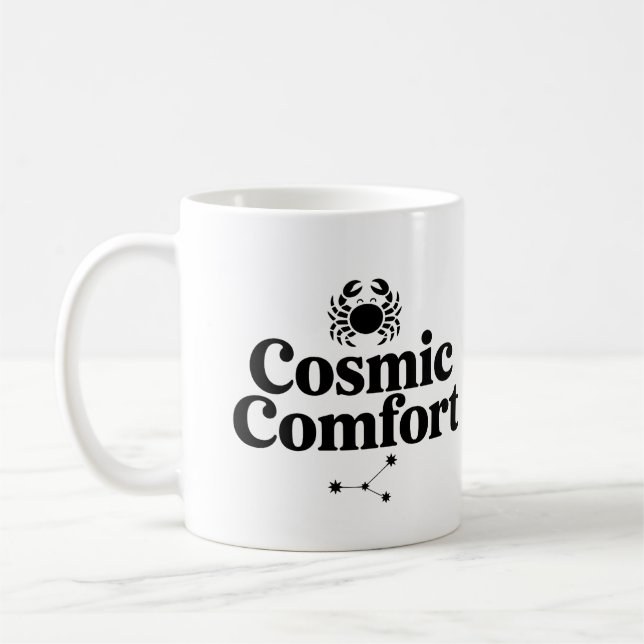 Cosmic Comfort Mug – Cancer Astrology Coffee Cup (Left)