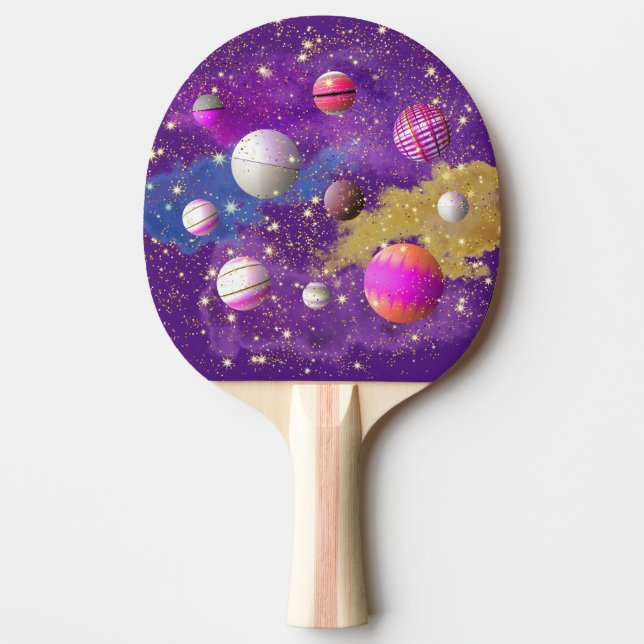 Cosmic Cotton Candy Galaxy Ping Pong Paddle (Front)