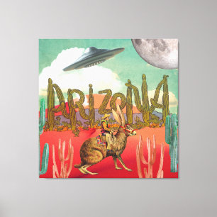 Cosmic Cowboy Arizona Jackalope Surreal Collage Canvas Print