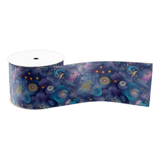 Cosmic Creation Purple Surreal Grosgrain Ribbon
