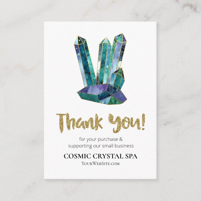 *~* COSMIC CRYSTAL Review THANK YOU LOGO AP8 QR Enclosure Card (Front)
