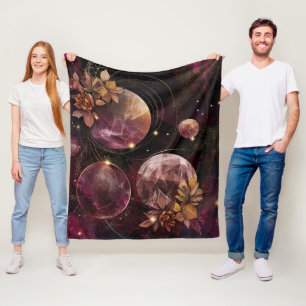 Cosmic Crystal Ringed Planet Fantasy Art (10) Fleece Blanket