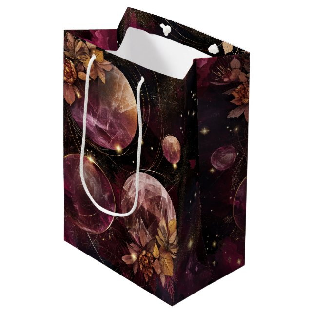 Cosmic Crystal Ringed Planet Fantasy Art (10) Medium Gift Bag (Front Angled)