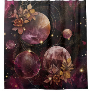 Cosmic Crystal Ringed Planet Fantasy Art (10) Shower Curtain