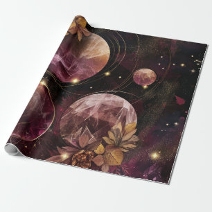 Cosmic Crystal Ringed Planet Fantasy Art (10) Wrapping Paper