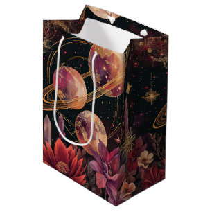Cosmic Crystal Ringed Planet Fantasy Art (11) Medium Gift Bag
