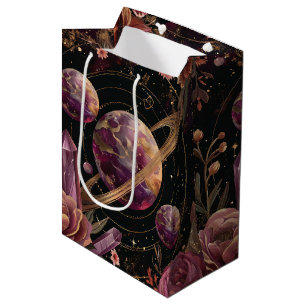 Cosmic Crystal Ringed Planet Fantasy Art (1) Medium Gift Bag
