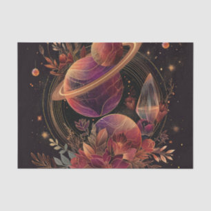 Cosmic Crystal Ringed Planet Fantasy Art (2) Tissue Paper
