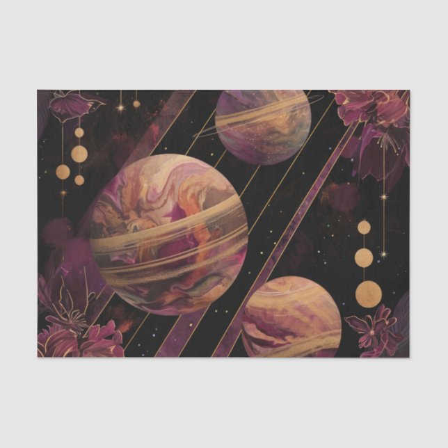 Cosmic Crystal Ringed Planet Fantasy Art (6) Tissue Paper (Front)
