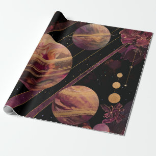 Cosmic Crystal Ringed Planet Fantasy Art (6) Wrapping Paper