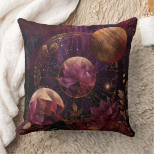 Cosmic Crystal Ringed Planet Fantasy Art (7) Cushion