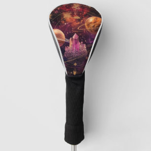 Cosmic Crystal Ringed Planet Fantasy Art (8) Golf Head Cover