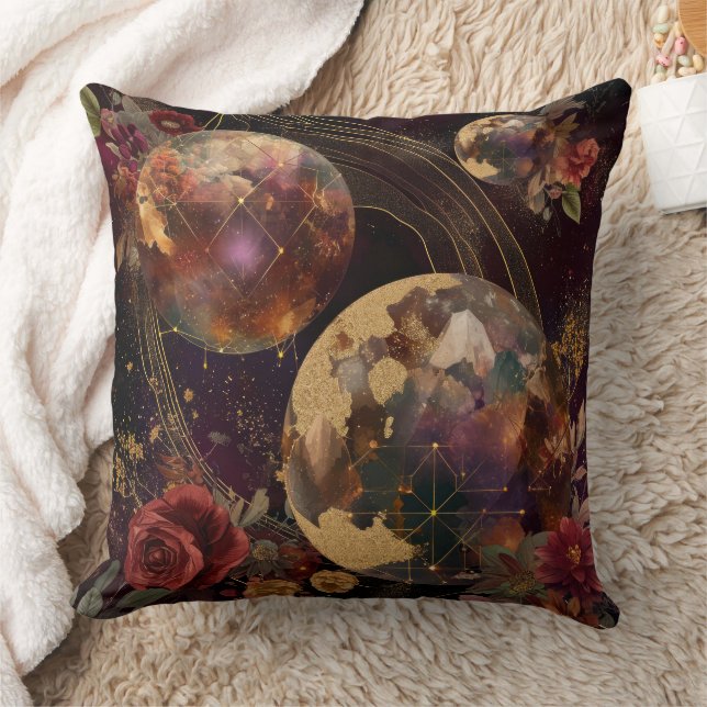 Cosmic Crystal Ringed Planet Fantasy Art (9) Cushion (Blanket)