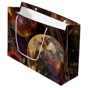 Cosmic Crystal Ringed Planet Fantasy Art (9) Large Gift Bag