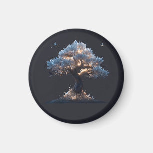 Cosmic Crystal Tree Art – Dreamy Nature Design Magnet