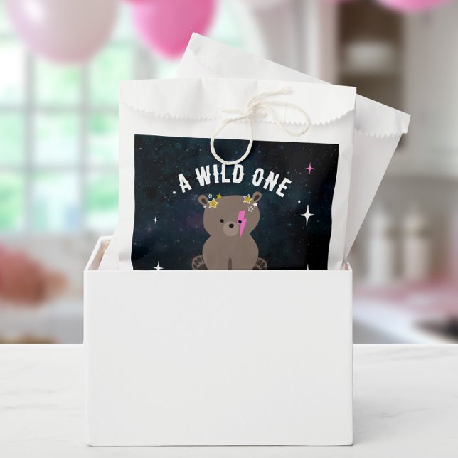 Cosmic Cub Sleepy Wild One Pink Girl Baby Shower Favour Bag (Creator Uploaded)