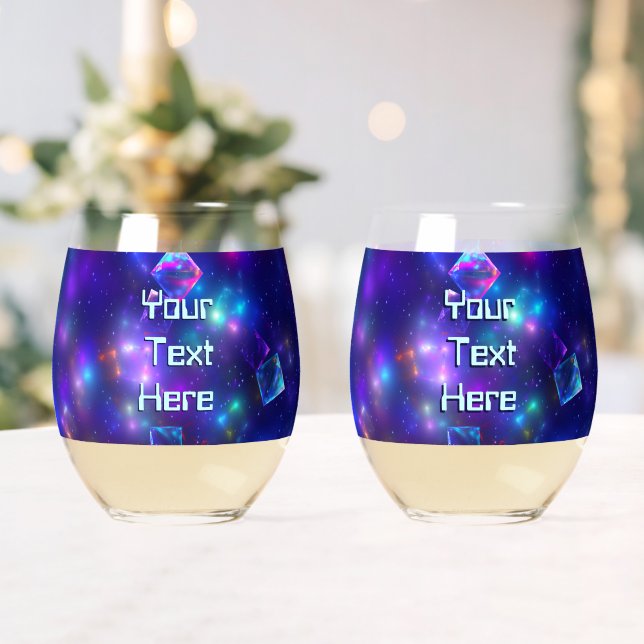 Cosmic Cubes Stemless Wine Glass (Insitu (Wedding))