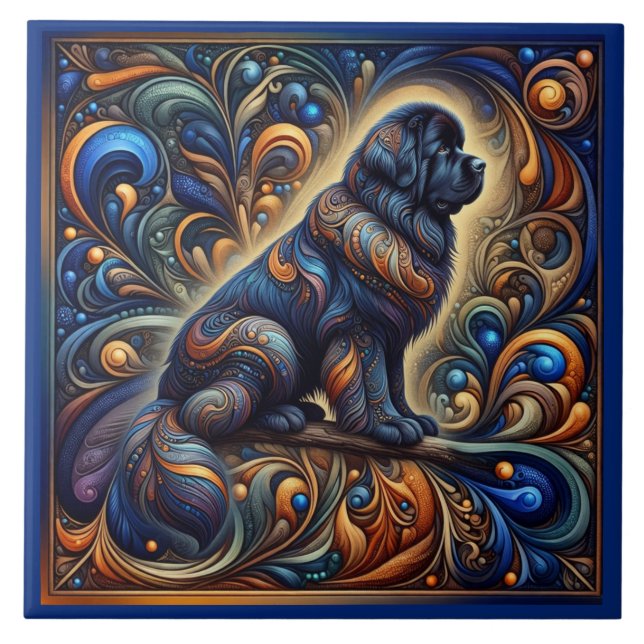 Cosmic Currents Newfie Ceramic Tile (Front)
