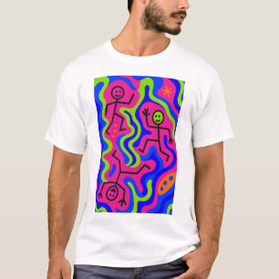 Cosmic Dance – Neon Stickmen T-Shirt