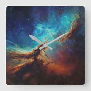Cosmic Dance - Painterly Style Space Art Square Wall Clock