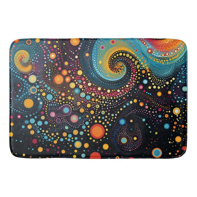 Cosmic Dance: Polka Dots in Space Art Bath Mat (Front)