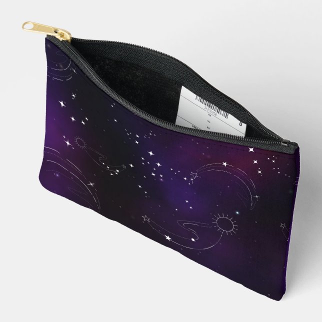  Cosmic Deep Purple Outer Space Galaxy Accessory Pouch (Open)