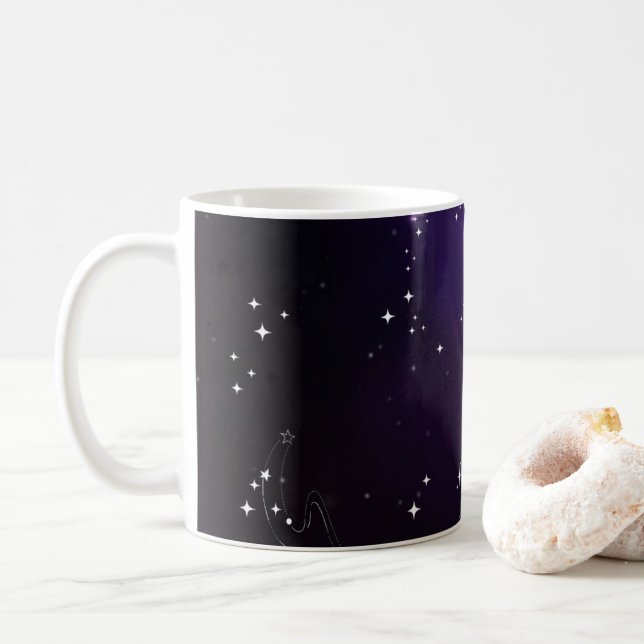 Cosmic Deep Purple Outer Space Galaxy Coffee Mug (With Donut)
