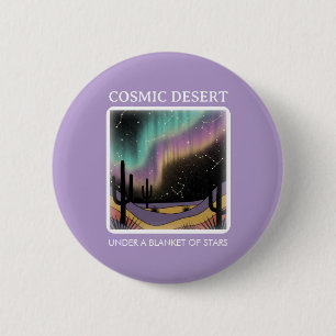 Cosmic Desert Aurora • Retro Western Night Sky 6 Cm Round Badge