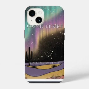 Cosmic Desert Aurora • Retro Western Night Sky iPhone 14 Case