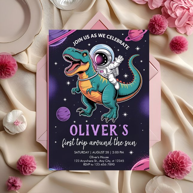 Cosmic Dino Adventure Party Invitation (Creator Uploaded)