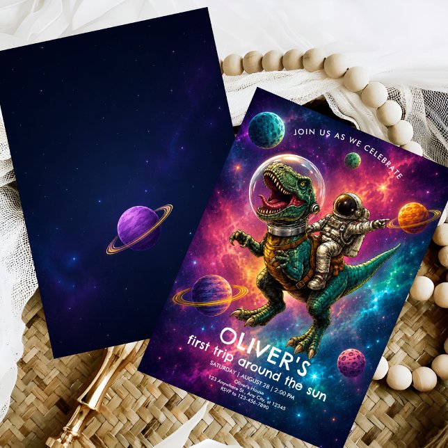 Cosmic Dinosaur 1st Birthday Invitation (Creator Uploaded)