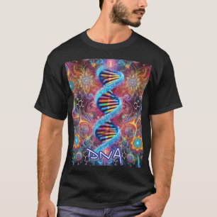 Cosmic DNA: Vibrant Psychedelic Design/Black Tee