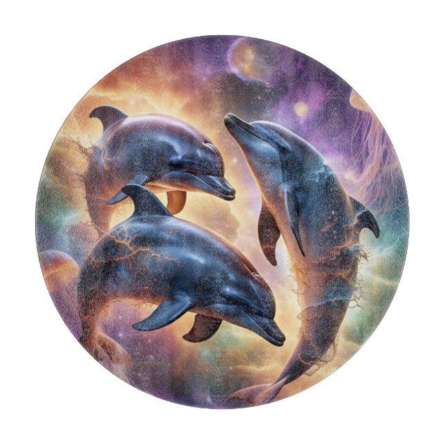 Cosmic Dolphins and Jellyfish in Space  Cutting Board (Front)