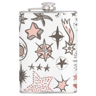 Cosmic Doodles: Stars and Comets Hip Flask