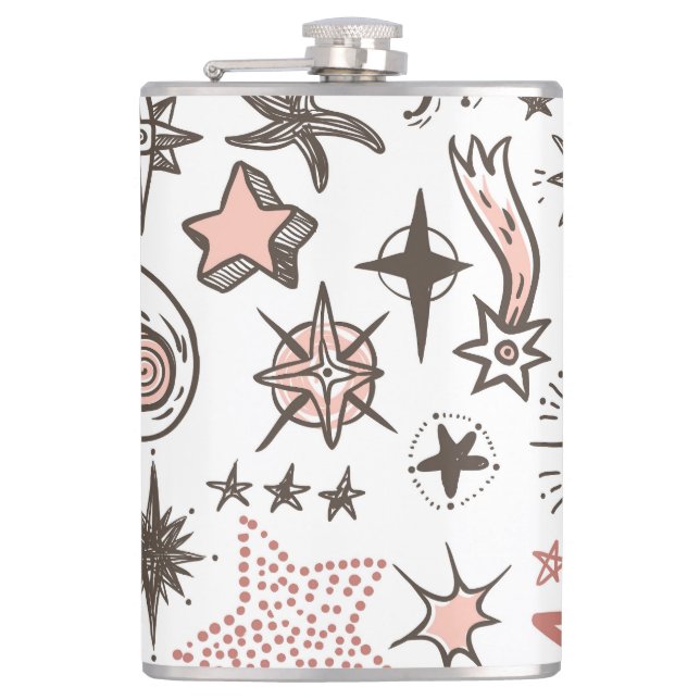 Cosmic Doodles: Stars and Comets Hip Flask (Front)