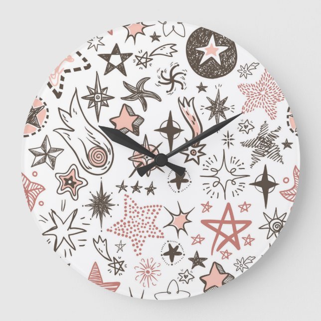 Cosmic Doodles: Stars and Comets Large Clock (Front)