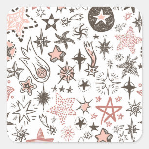 Cosmic Doodles: Stars and Comets Square Sticker