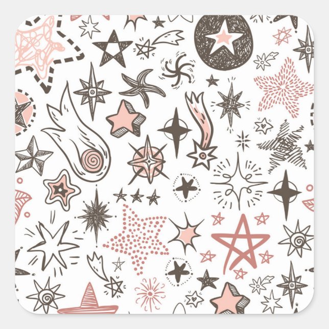 Cosmic Doodles: Stars and Comets Square Sticker (Front)