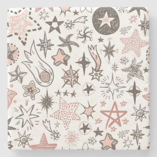 Cosmic Doodles: Stars and Comets Stone Coaster