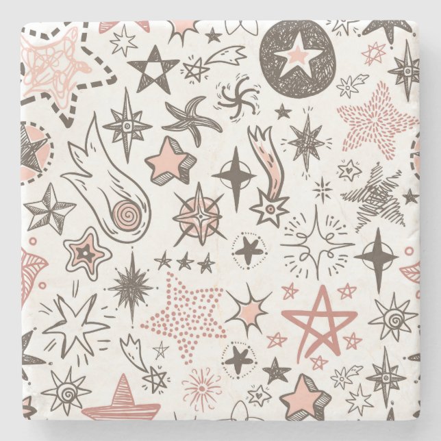 Cosmic Doodles: Stars and Comets Stone Coaster (Front)