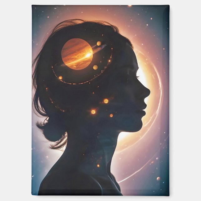 Cosmic Double Exposure Space Infinity Universe Art Magnet (Front)