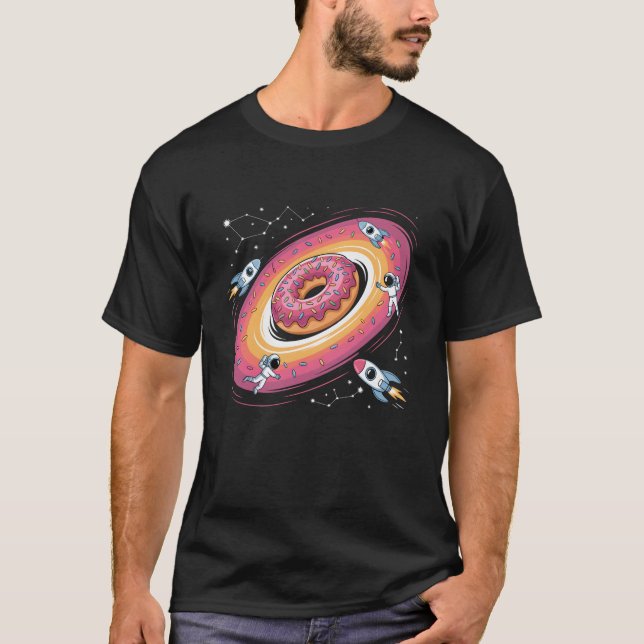 Cosmic Doughnut Space Black Hole Funny Rocket Sci- T-Shirt (Front)