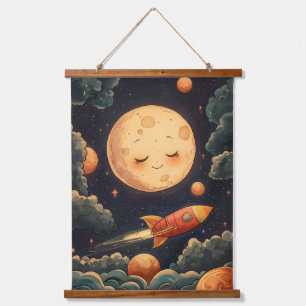 Cosmic Dreams: A Rocket’s Journey Hanging Tapestry