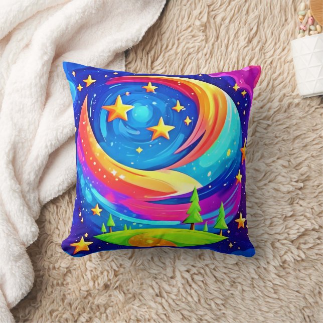 Cosmic Dreamscape: A Celestial Adventure Cushion (Blanket)