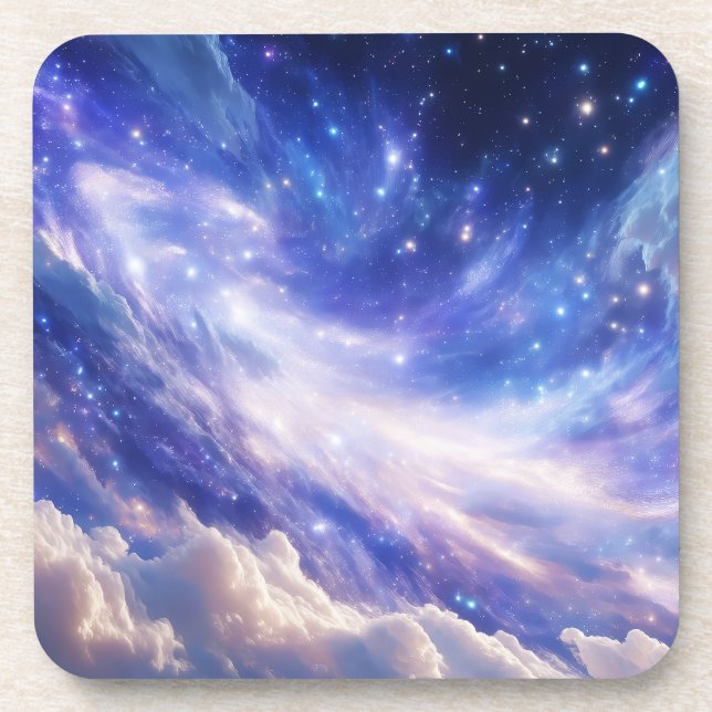 Cosmic Dreamscape: Swirling Nebula & Starry Night Coaster (Front)