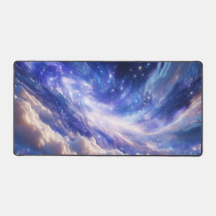 Cosmic Dreamscape: Swirling Nebula & Starry Night Desk Mat