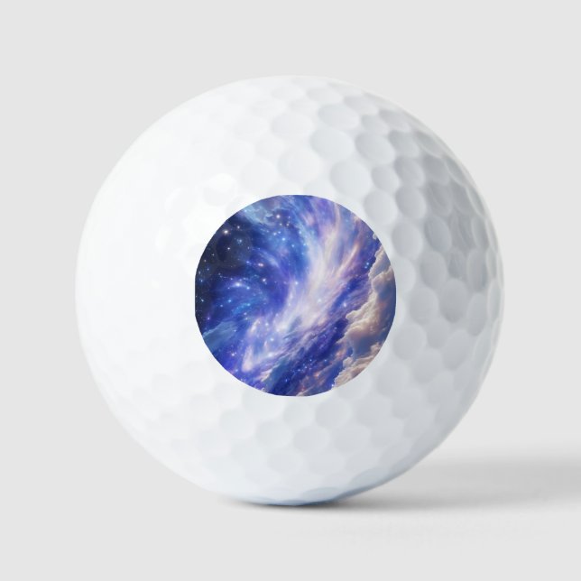 Cosmic Dreamscape: Swirling Nebula & Starry Night Golf Balls (Front)